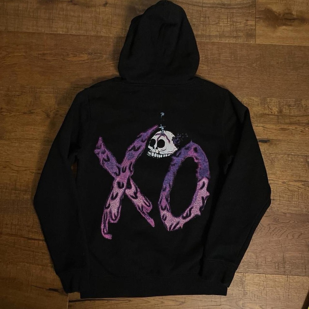 XO The Weeknd Hoodie Mens Size S Black Goth Emo Doberman Skull Festival Merch